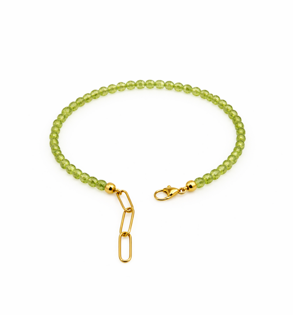 Peridot Faceted 2.5mm With Stainless Steel Hook Bracelet