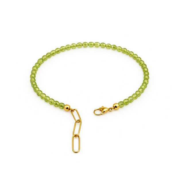Peridot Faceted 2.5mm With Stainless Steel Hook Bracelet