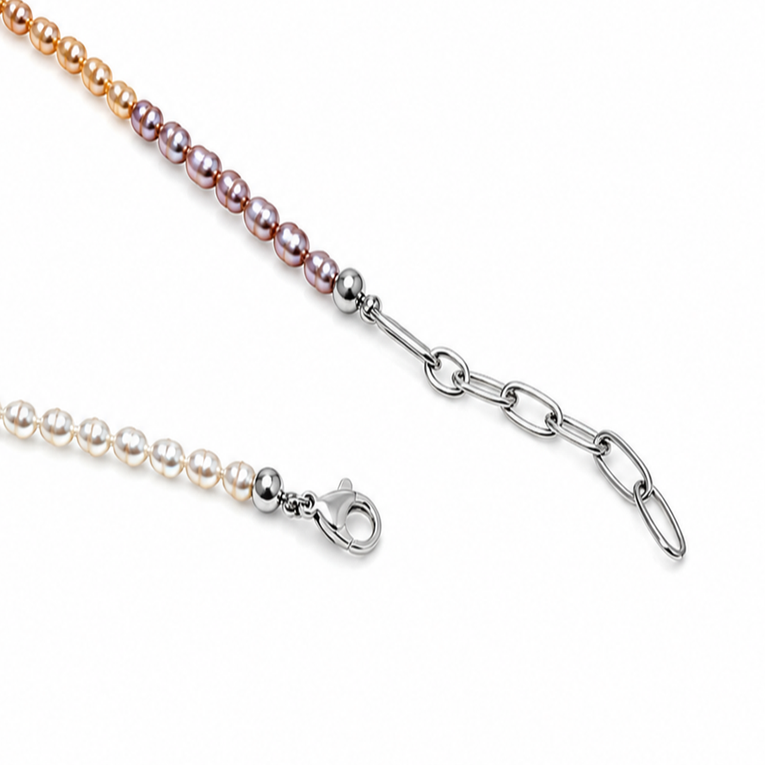 Fresh Water Pearl 3-3.5mm Rice With Stainless Steel Extension Necklace