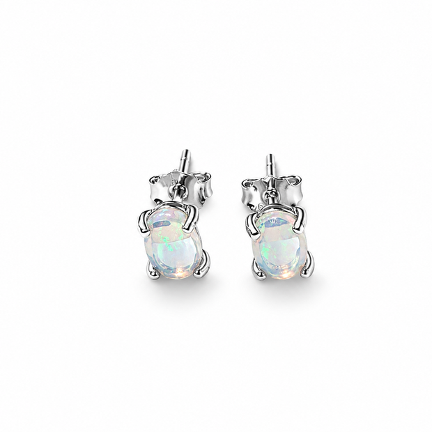 Opal Oval Cabochon 925 silver earring