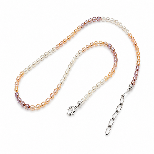 Fresh Water Pearl 3-3.5mm Rice With Stainless Steel Extension Necklace
