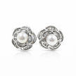 Fresh Water pearl 6-6.5mm tapered flower zinc alloy earring 15x15mm