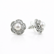 Fresh Water pearl 6-6.5mm tapered flower zinc alloy earring 15x15mm