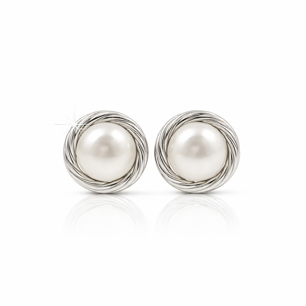 Fresh water pearl 9mm wrap zinc alloy earring 13x13mm