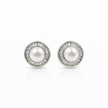 Fresh water pearl 7.5mm tapered zinc alloy earring 14.5x14.5mm