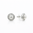 Fresh water pearl 7.5mm tapered zinc alloy earring 14.5x14.5mm