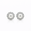 Fresh water pearl 7.5mm tapered flower zinc alloy earring 14.6x14.6mm