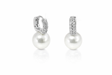 Shell pearl with zircon 12-12.5mm bucket zinc alloy earring 12x20cm