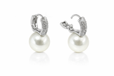 Shell pearl with zircon 12-12.5mm bucket zinc alloy earring 12x20cm